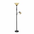 Feeltheglow 2 Light Mother Daughter Floor Lamp with Amber Marble Glass Shades, Restoration Bronze & Amber FE2519834